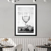 White Wine Print Art Clock Canvas