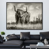 Wild Cow Canvas Art 45 x 30cm / Unframed Canvas Print Clock Canvas