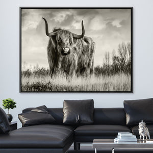 Wild Cow Canvas Art 45 x 30cm / Unframed Canvas Print Clock Canvas
