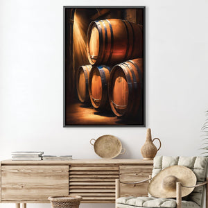 Wine Barrels Canvas Art Clock Canvas