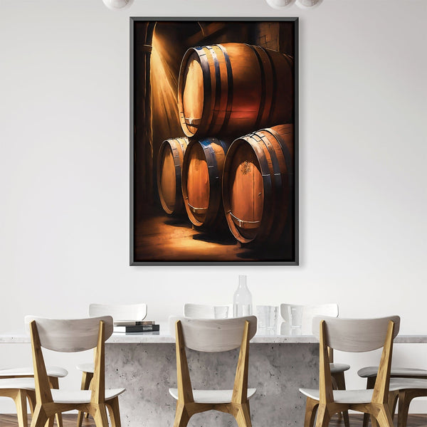 Wine Barrels Canvas Art Clock Canvas