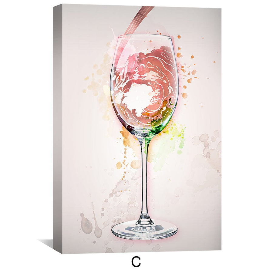 Wine Night Canvas Art C / 30 x 45cm / Unframed Canvas Print Clock Canvas