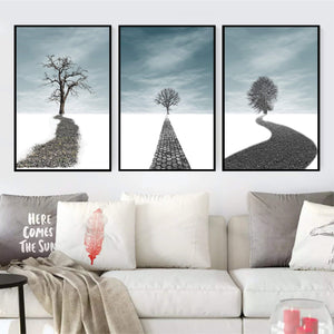 Winter Forest Canvas Art Set of 3 / 40 x 50cm / No Board - Canvas Print Only Clock Canvas