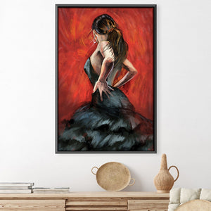 Woman in Black Canvas Art Clock Canvas