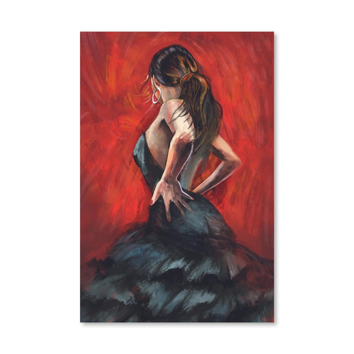 Woman in Black Canvas Art Clock Canvas