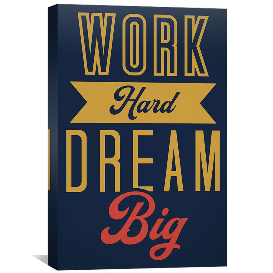 Work Hard Canvas Art 30 x 45cm / Unframed Canvas Print Clock Canvas