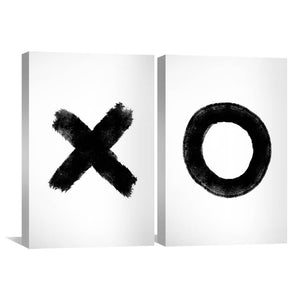 X and O Canvas Art Set of 2 / 30 x 45cm / Unframed Canvas Print Clock Canvas