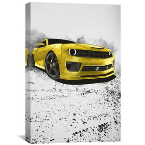 Yellow Camaro Canvas Art 30 x 45cm / Unframed Canvas Print Clock Canvas