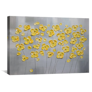 Yellow Flowers Canvas Art Clock Canvas