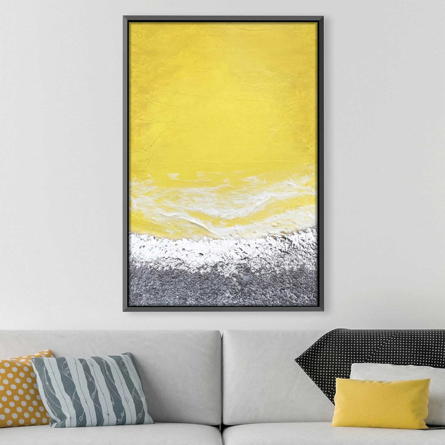 Yellow Silver Grey Canvas Art Clock Canvas