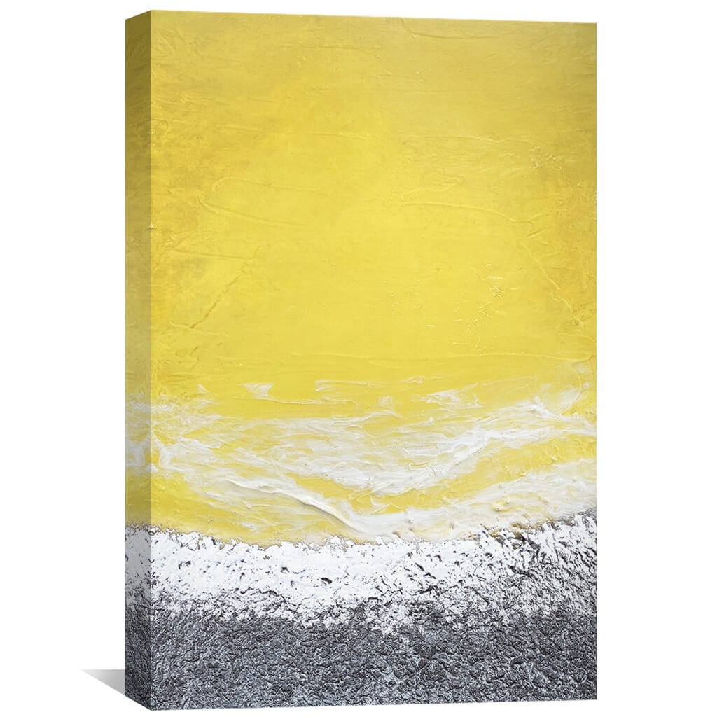 Yellow Silver Grey Canvas Art 30 x 45cm / Unframed Canvas Print Clock Canvas