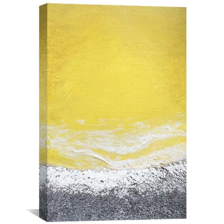 Yellow Silver Grey Canvas Art 30 x 45cm / Unframed Canvas Print Clock Canvas