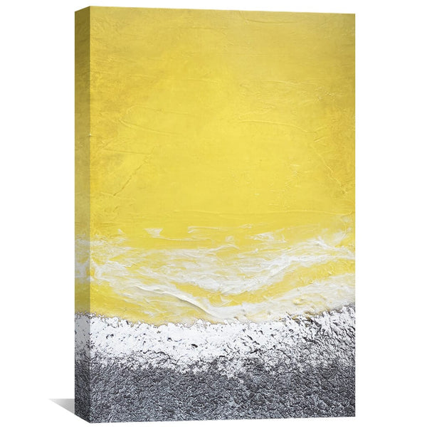 Yellow Silver Grey Canvas Art 30 x 45cm / Unframed Canvas Print Clock Canvas