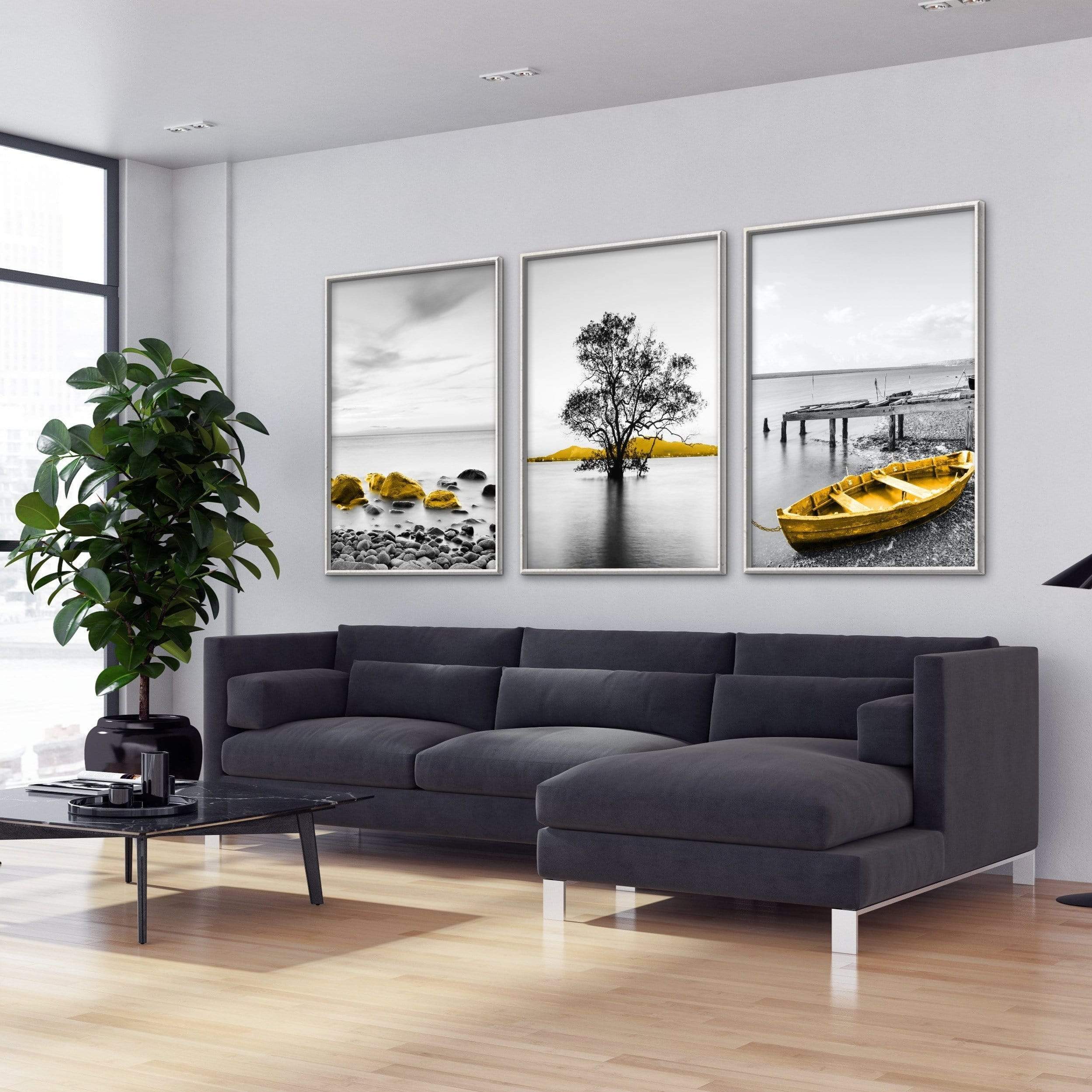 Yellow Splash Canvas Art Clock Canvas