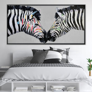 Zebra Love Oil Painting Oil 50 x 25cm / Oil Painting Clock Canvas